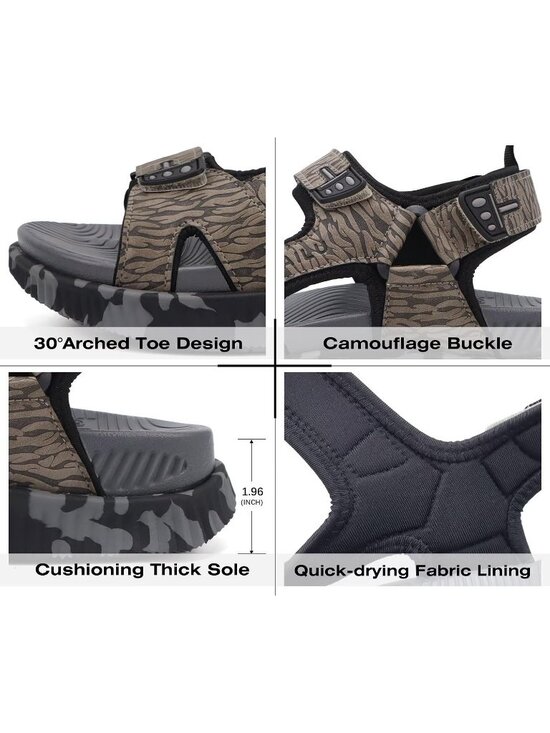 Men\'s Grey Orthotic Comfortable Urban Outdoor Foam Athletic Hiking Sandal Shoes